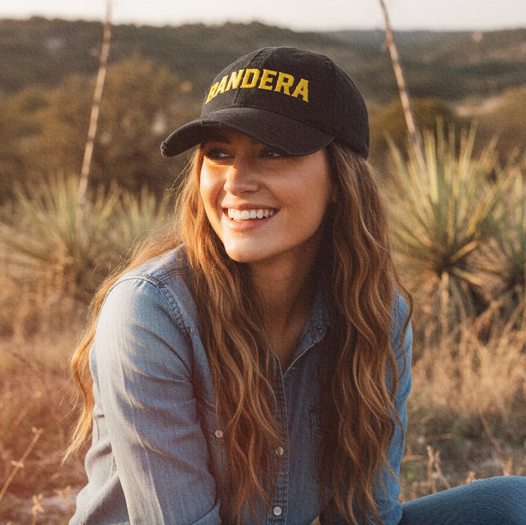 'Bandera' Distressed Embroidered Hat
