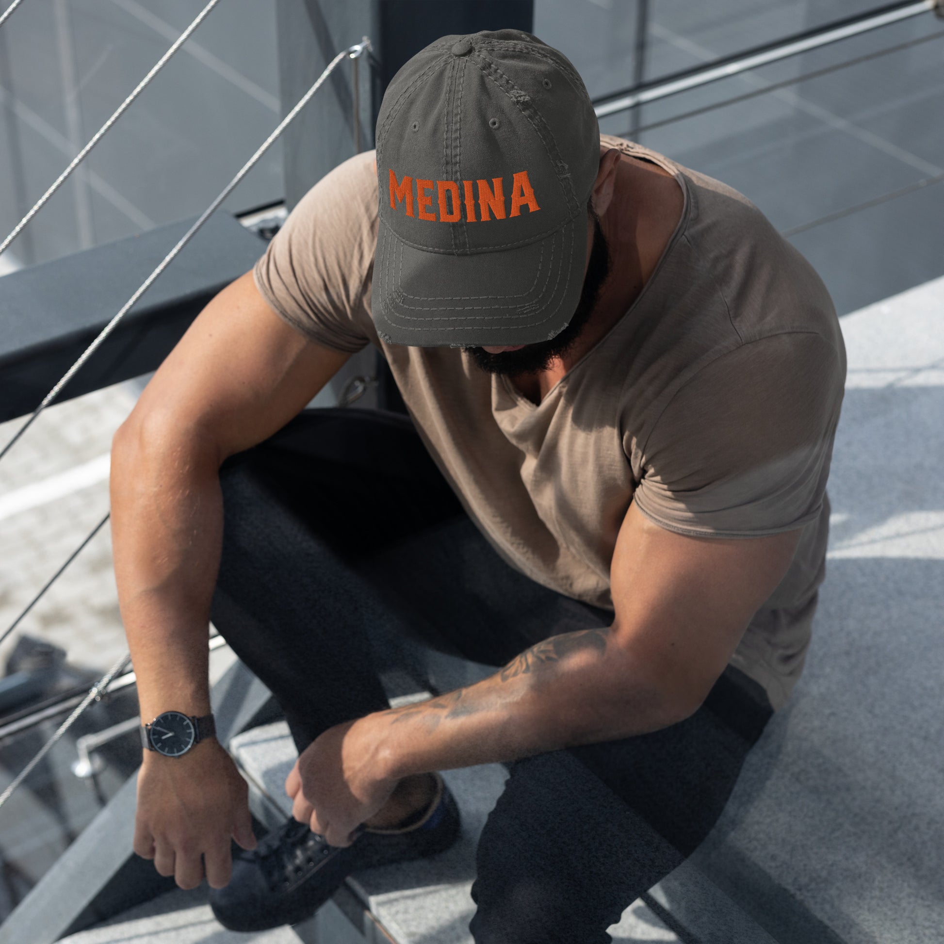 'Medina' Distressed Embroidered Hat