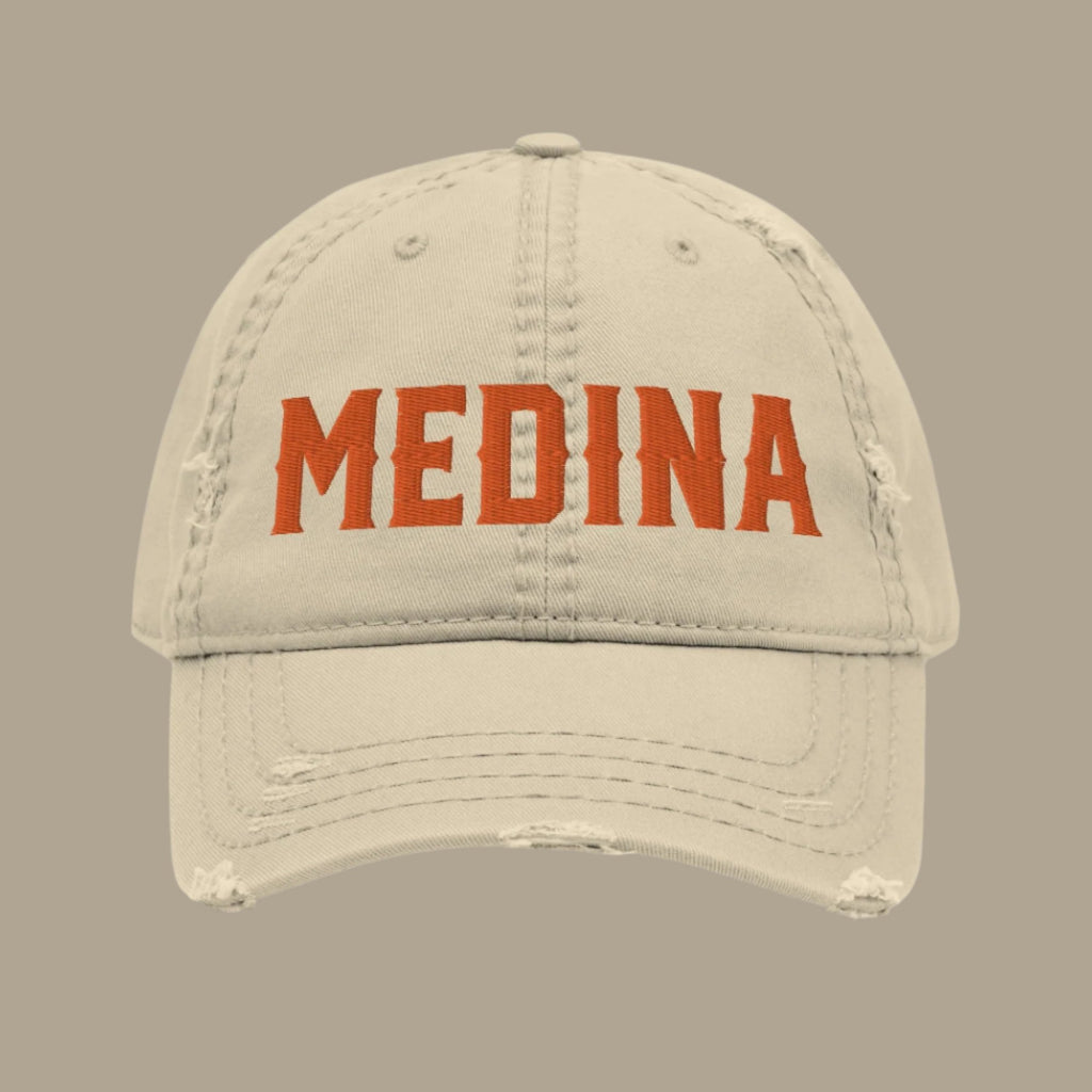 'Medina' Distressed Embroidered Hat