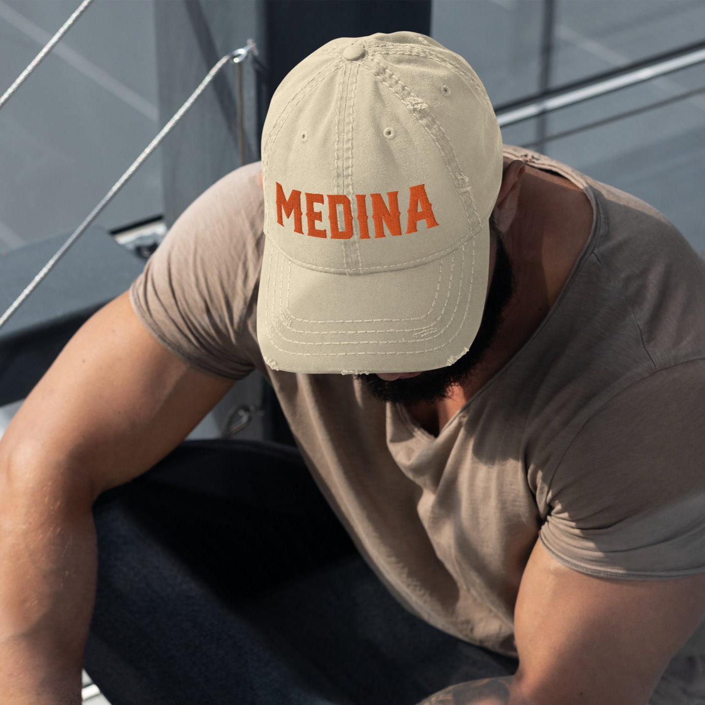 'Medina' Distressed Embroidered Hat
