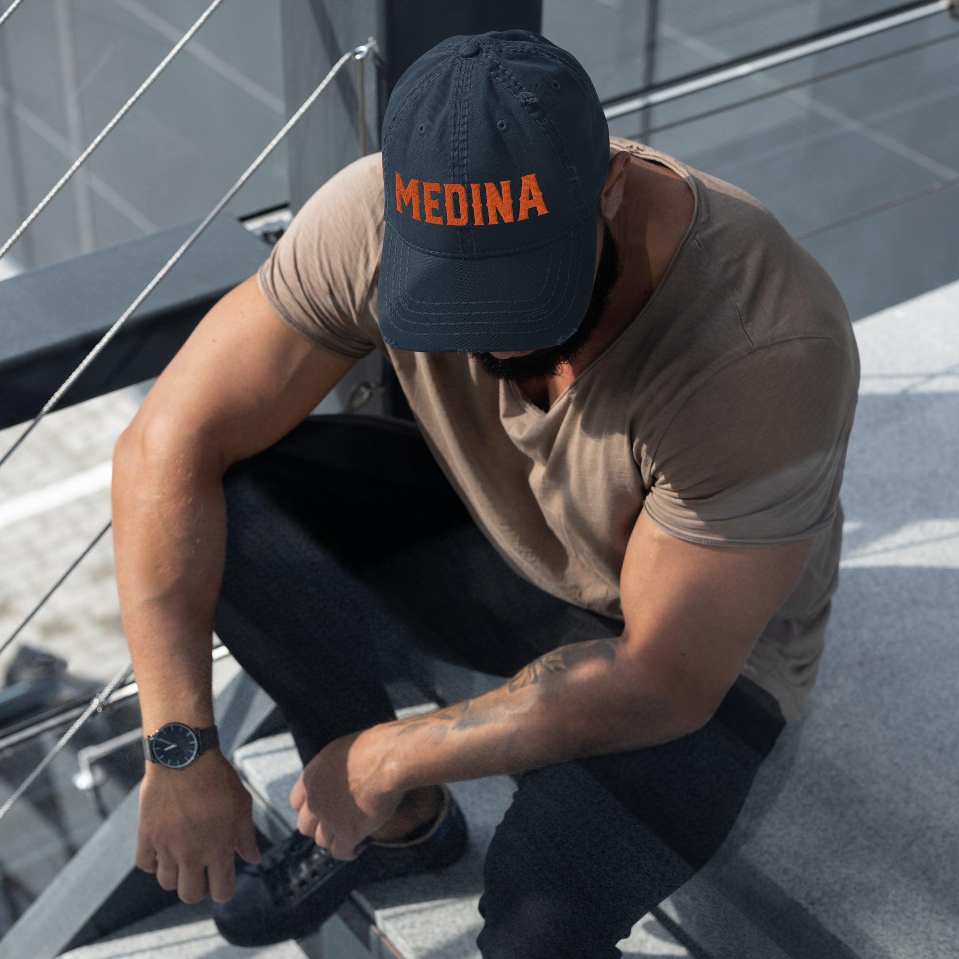 'Medina' Distressed Embroidered Hat