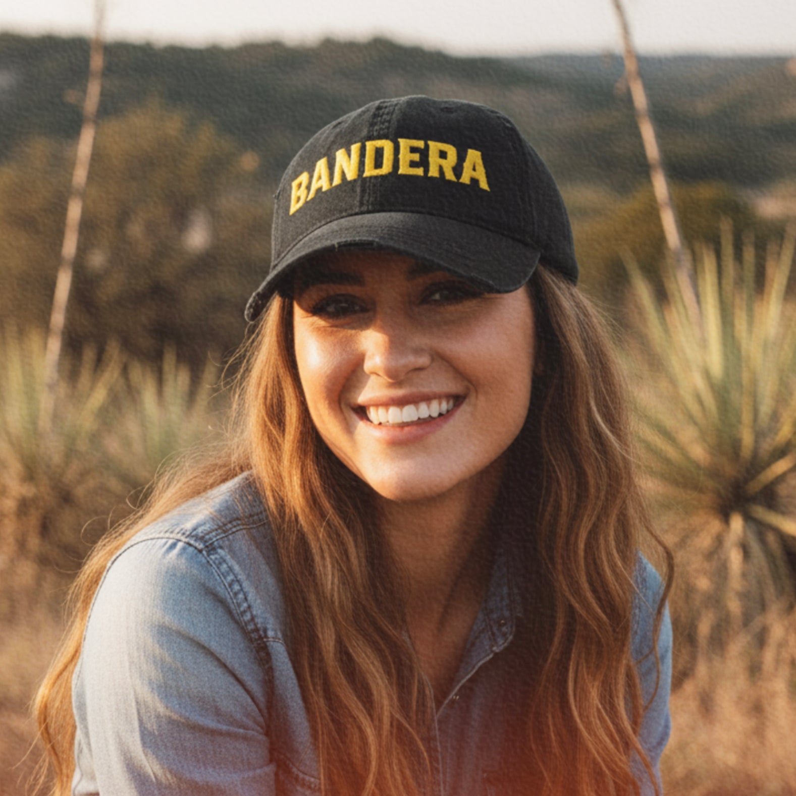'Bandera' Distressed Embroidered Hat