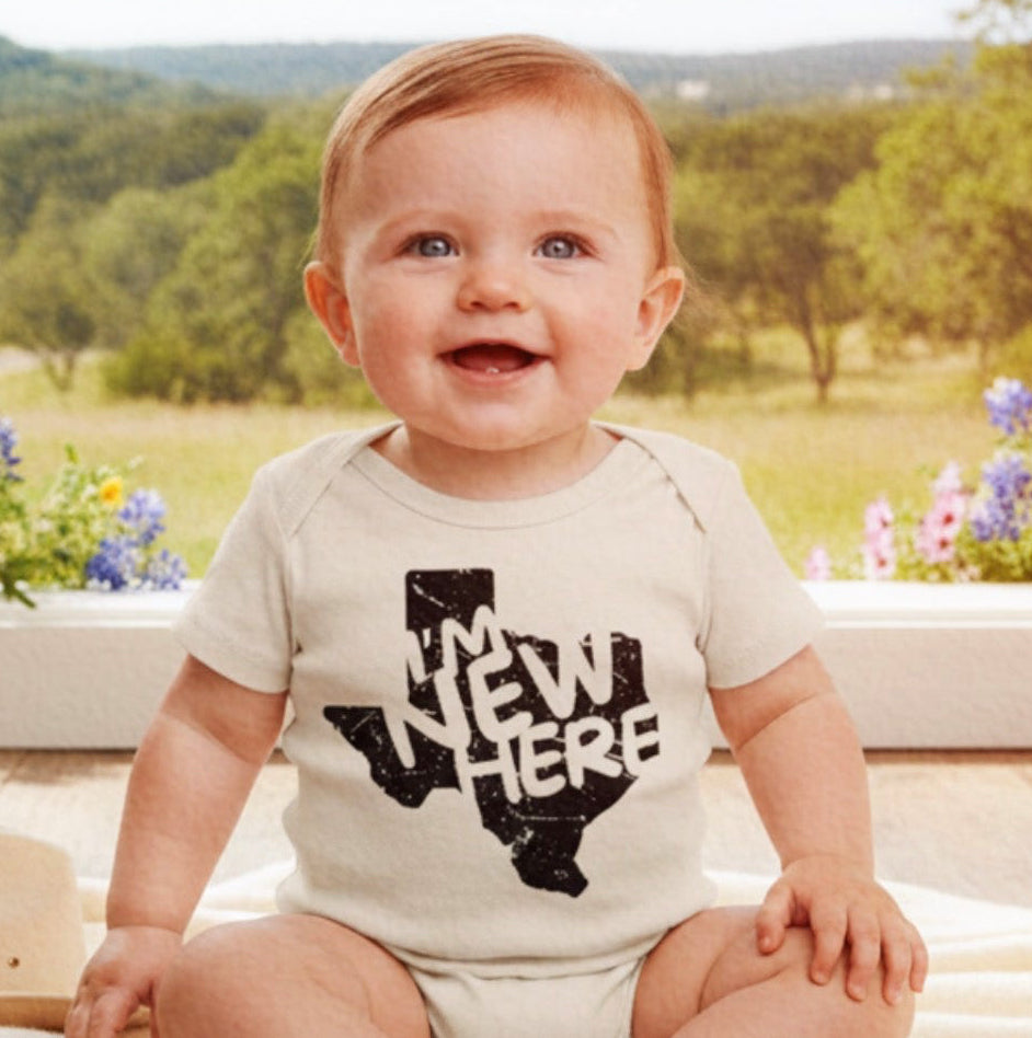 'I'm New Here' Organic Cotton Baby Bodysuit