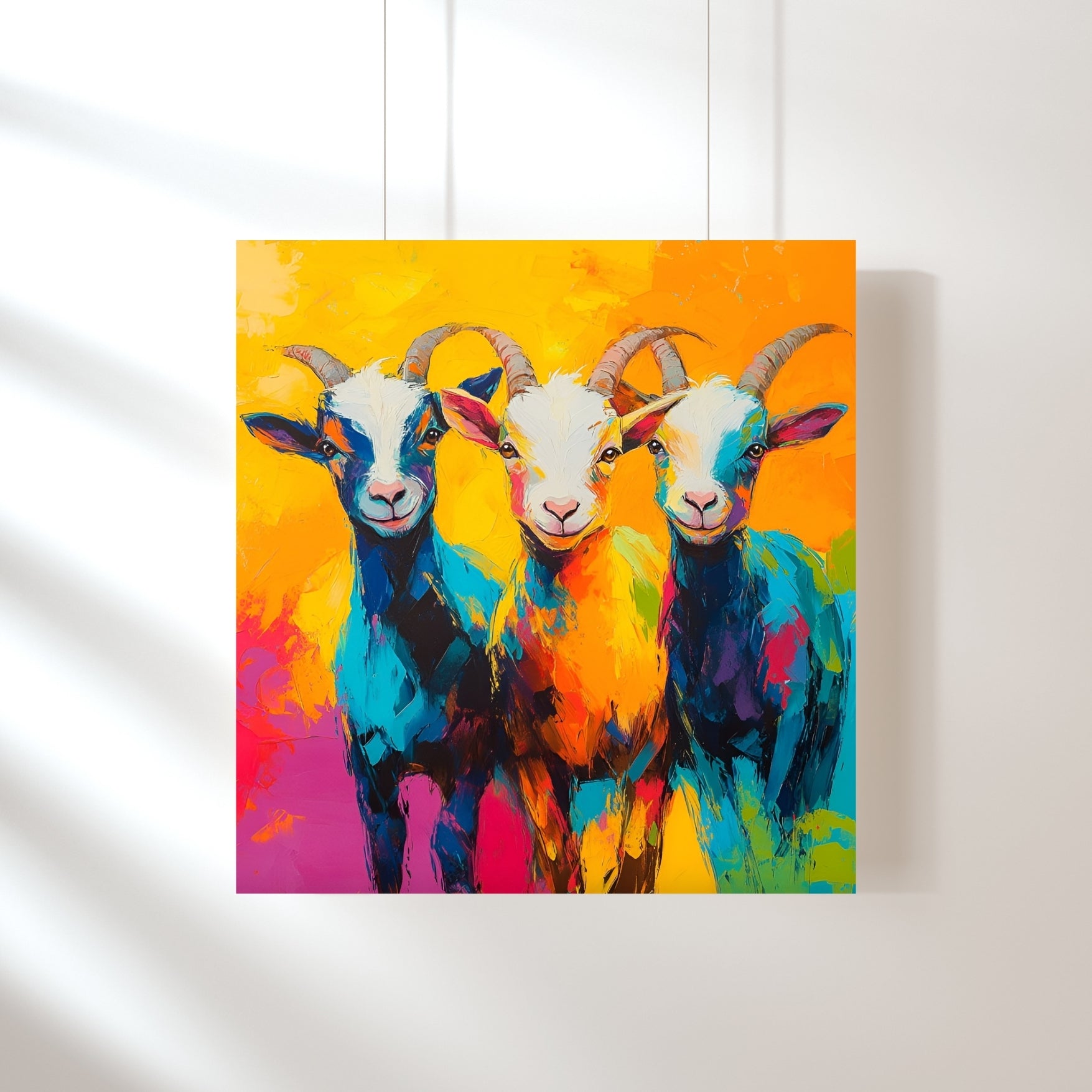 'The Three Goats' Hill Country Print on Canvas