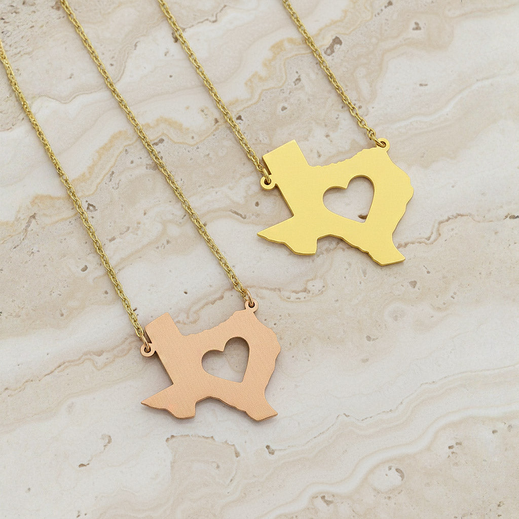 Texas Pendant Necklace with Heart