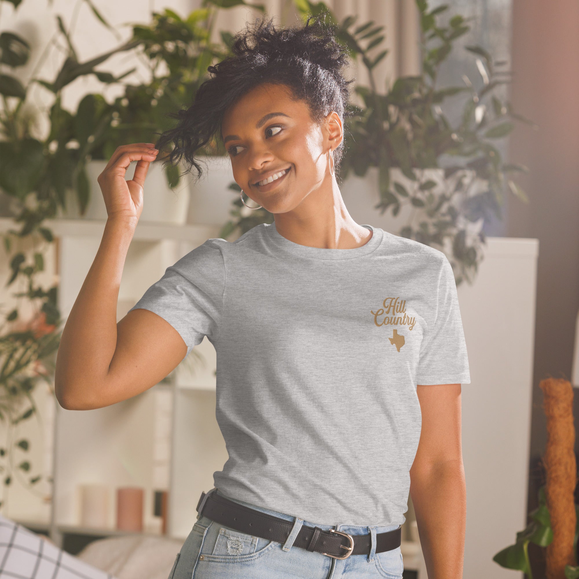 Embroidered Hill Country Script Short-Sleeve Unisex T-Shirt