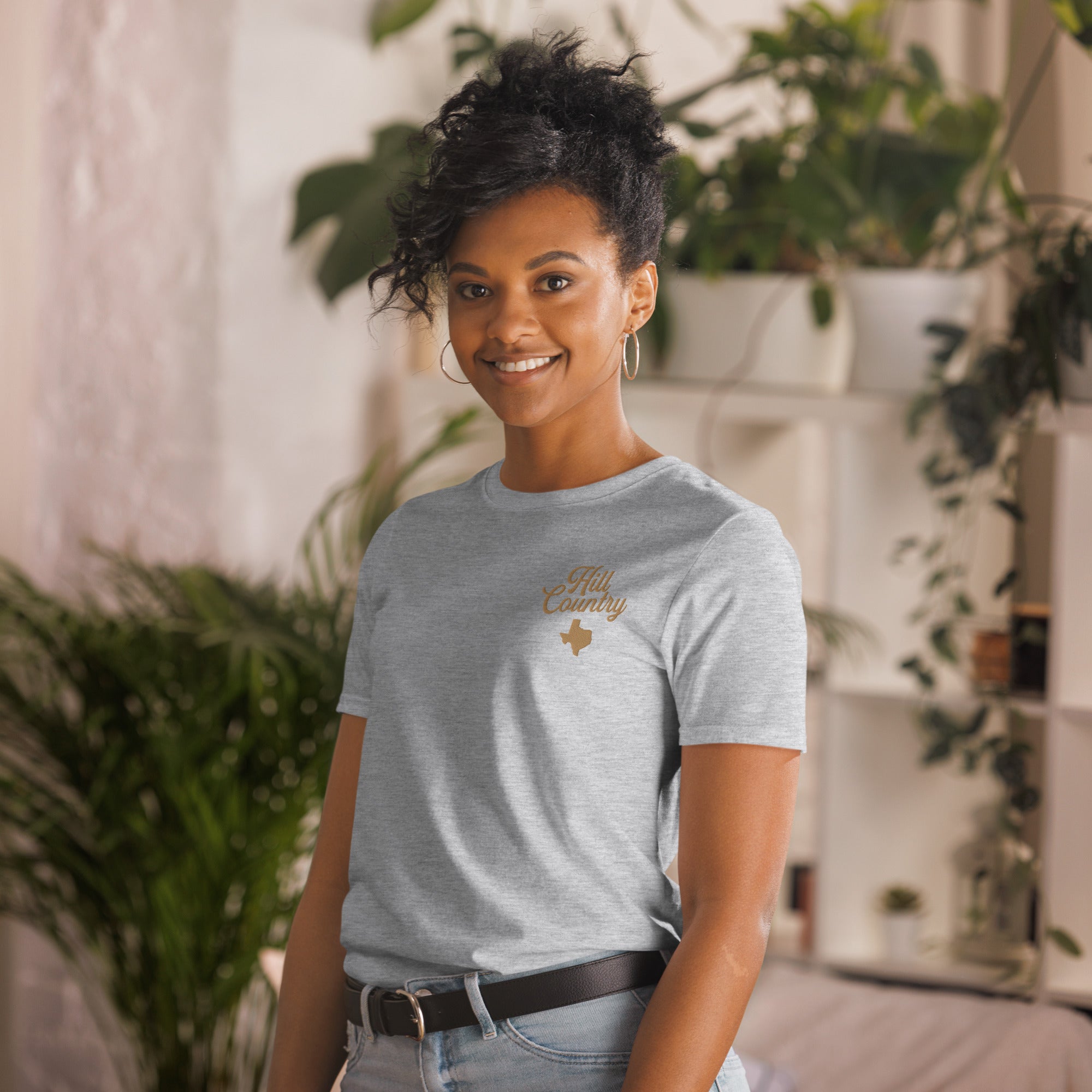 Embroidered Hill Country Script Short-Sleeve Unisex T-Shirt
