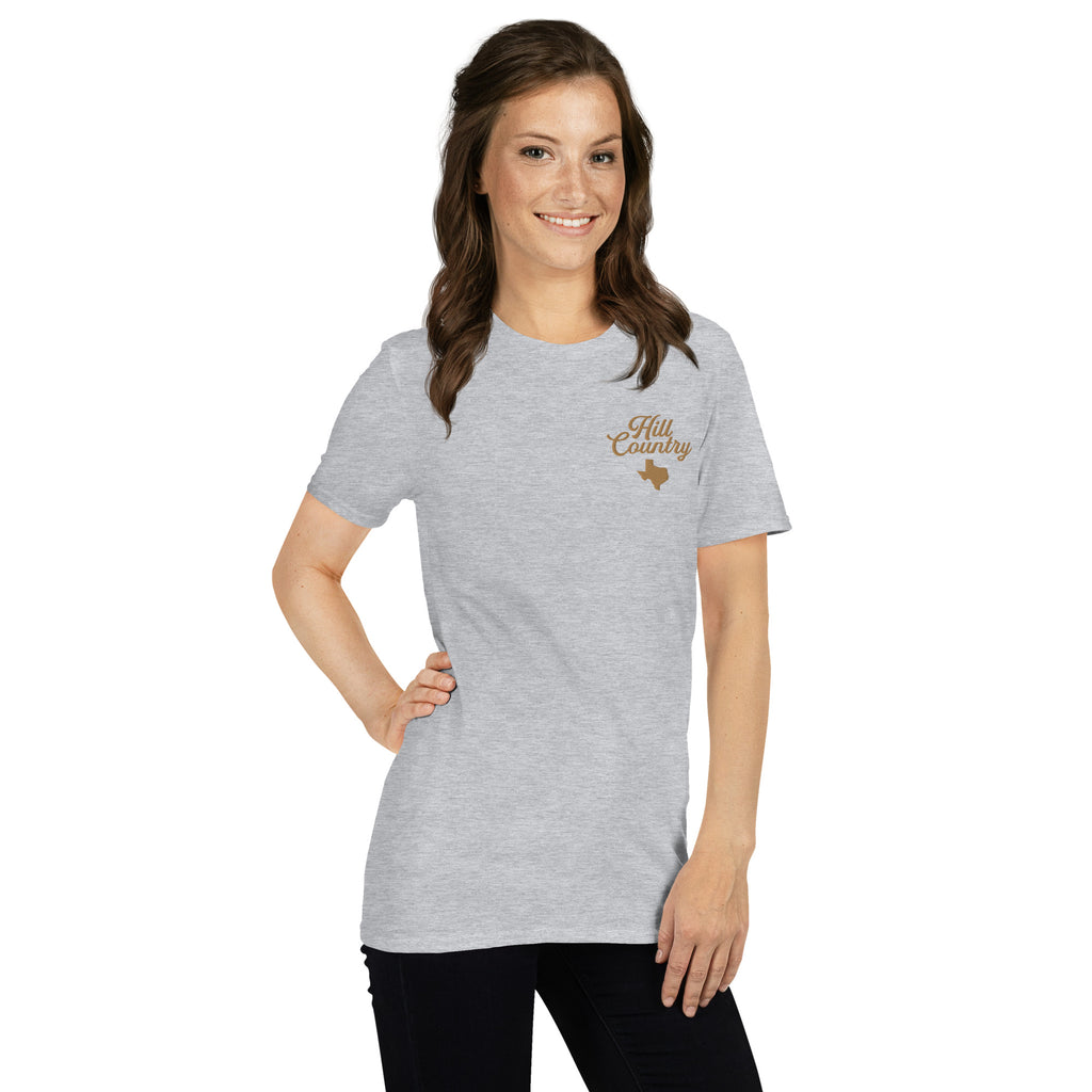 Embroidered Hill Country Script Short-Sleeve Unisex T-Shirt