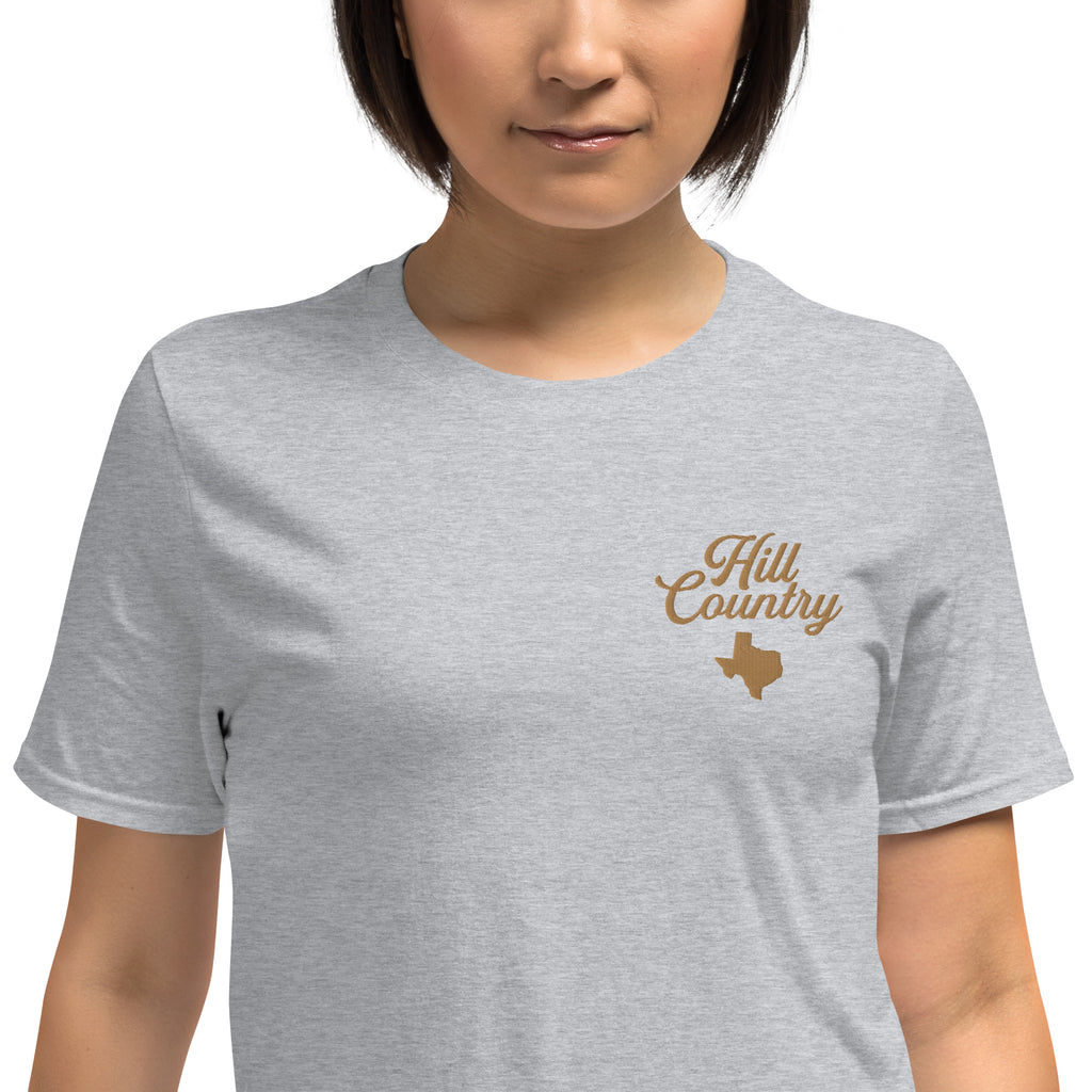 Embroidered Hill Country Script Short-Sleeve Unisex T-Shirt