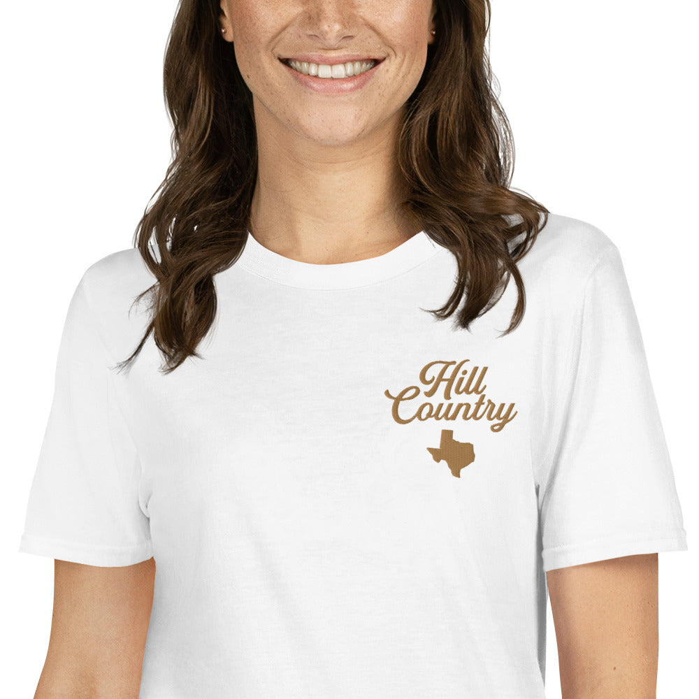Embroidered Hill Country Script Short-Sleeve Unisex T-Shirt